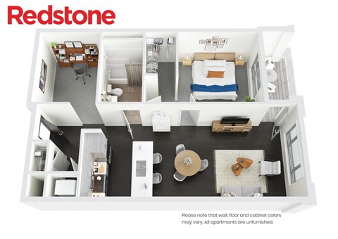 Floor plan for 1 bed, 1 bath